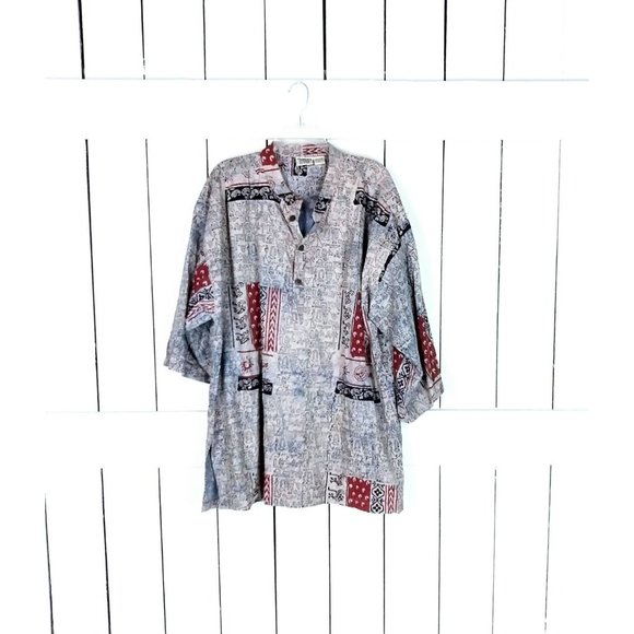 Boho tribal print cotton tie dye pullover shirt - Picture 1 of 6